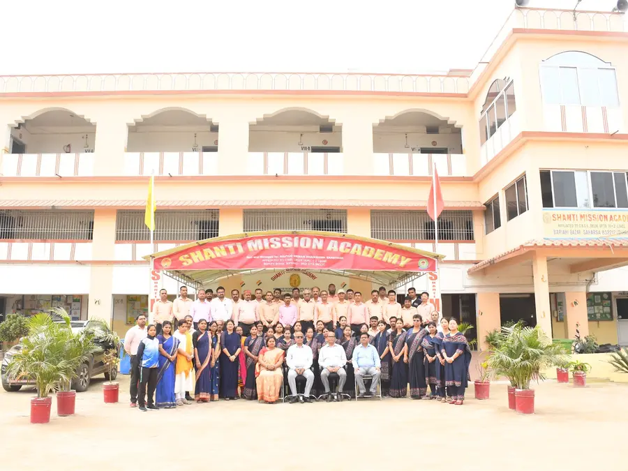 Students lined up before the main block