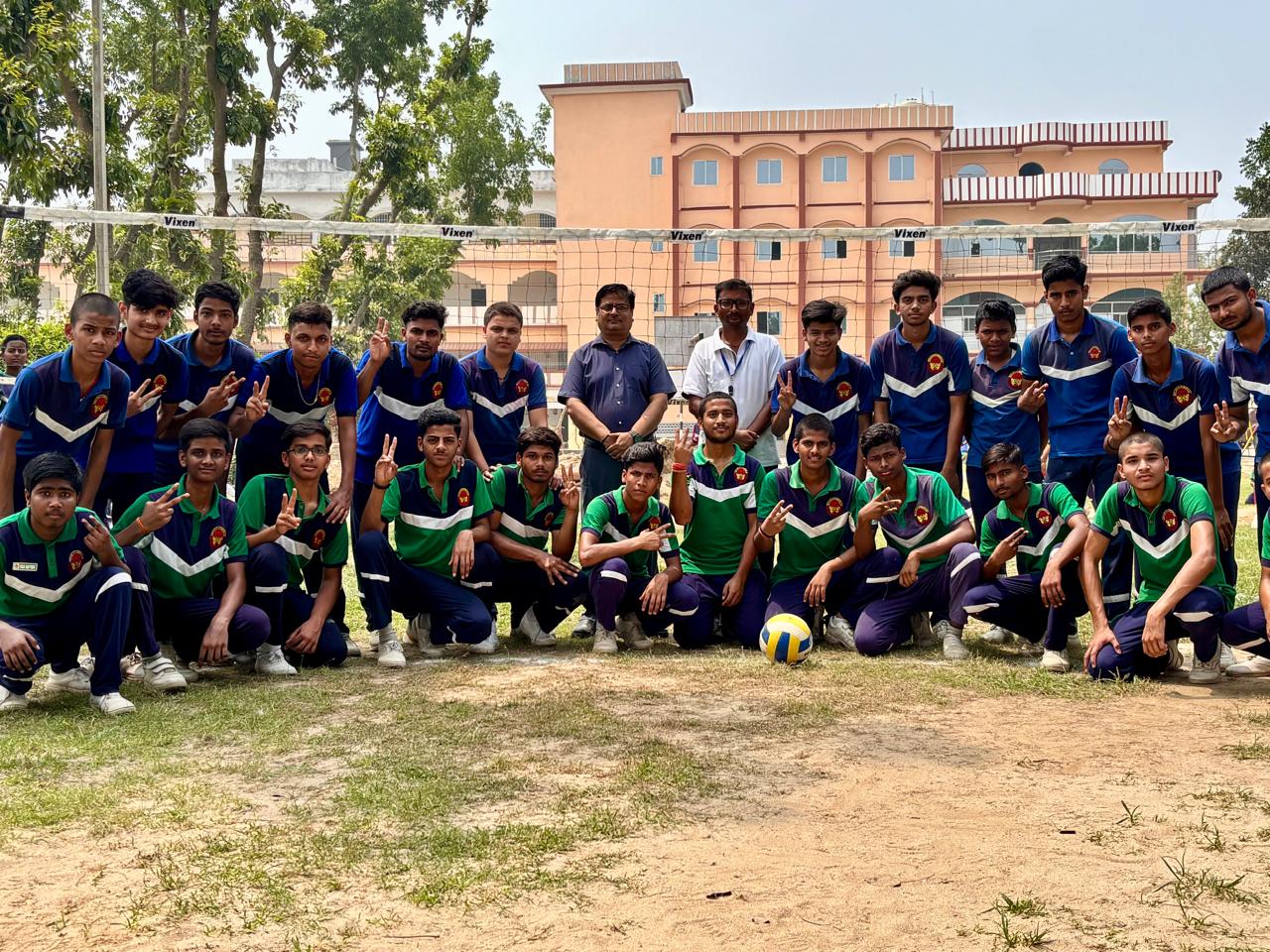 Volley-Ball team with Principal sir & coach